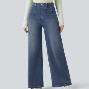 HALARA Flare Wide-Leg Blue Jeans